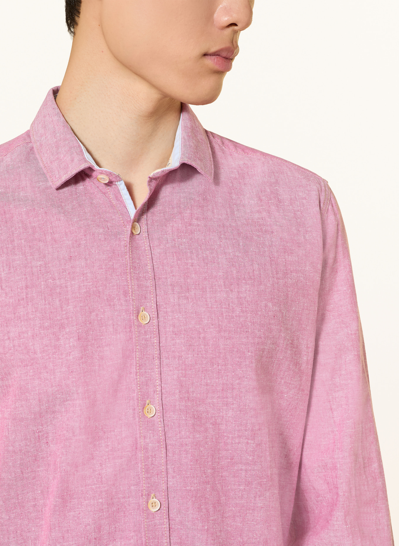 COLOURS & SONS Slim fit overhemd met linnen: LICHTROOD