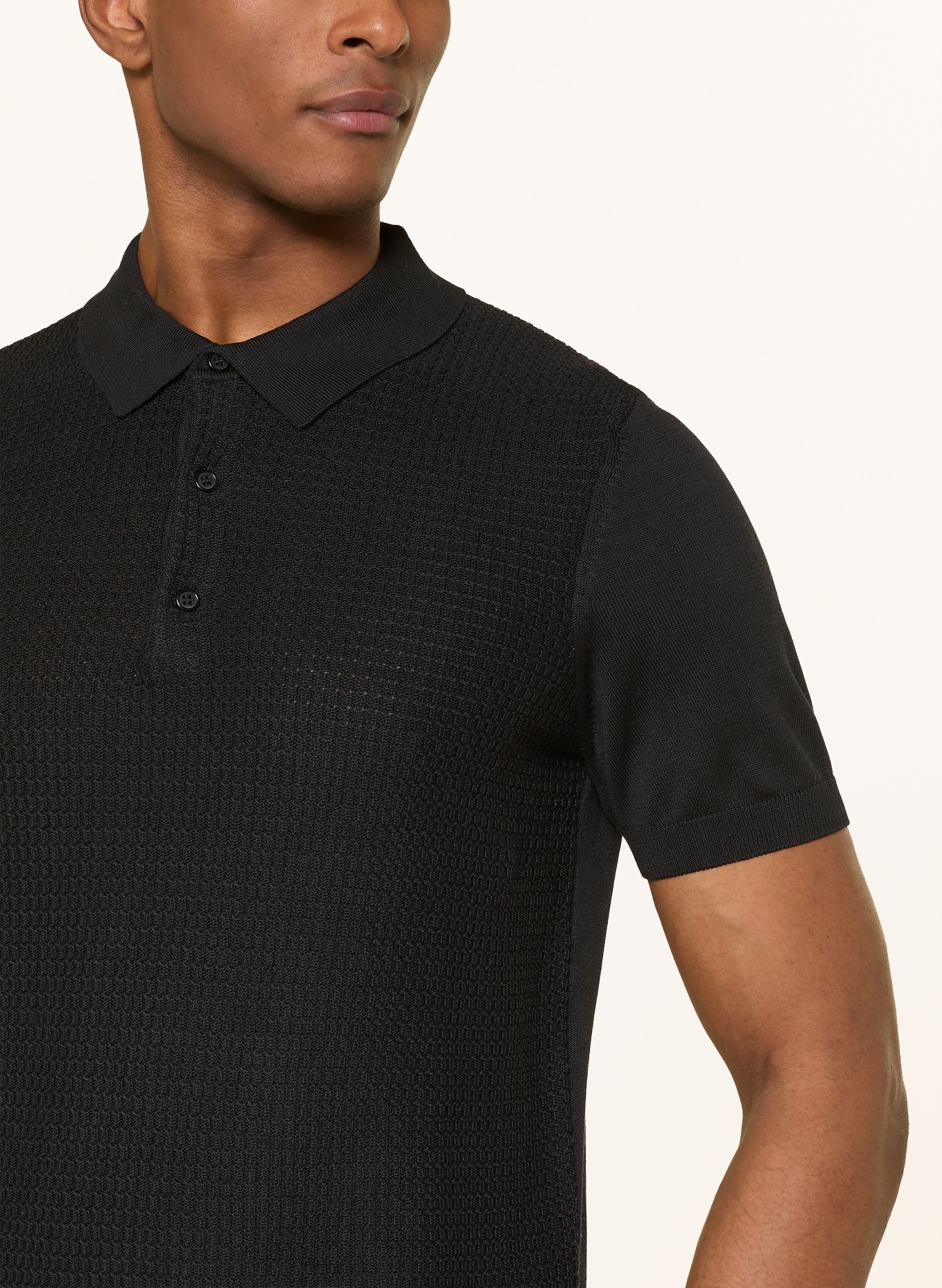 STRELLSON Strick-Poloshirt ADRIAN: SCHWARZ