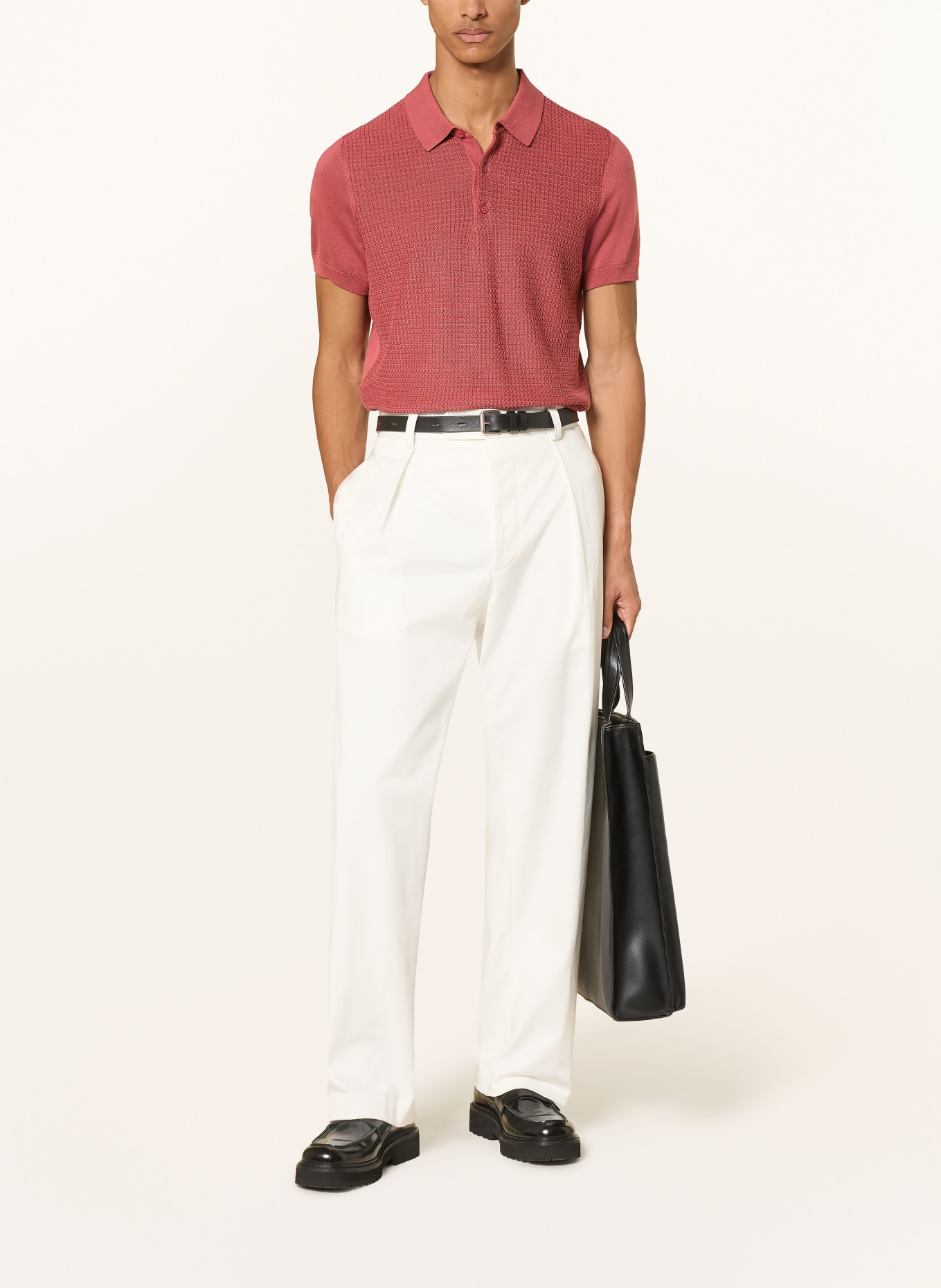 STRELLSON Knitted polo shirt ADRIAN: LIGHT RED