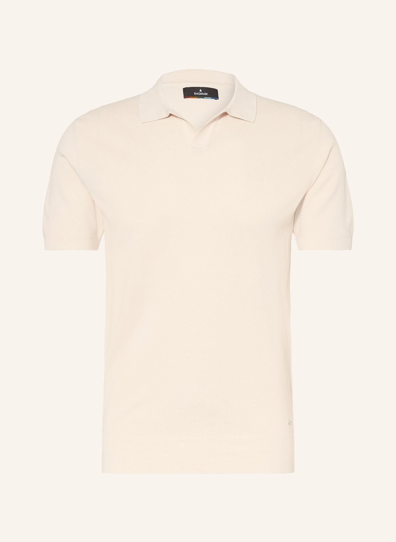 RAGMAN Knitted polo shirt: ECRU