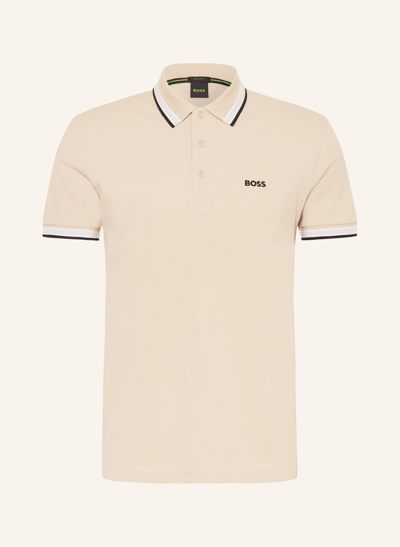 BOSS Piqué poloshirt PADDY CURVED Regular Fit: BEIGE / WIT / ZWART
