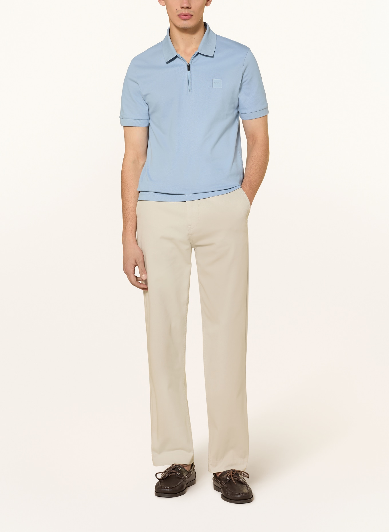 BOSS Piqué polo shirt PASSERZIP: BLUE GRAY