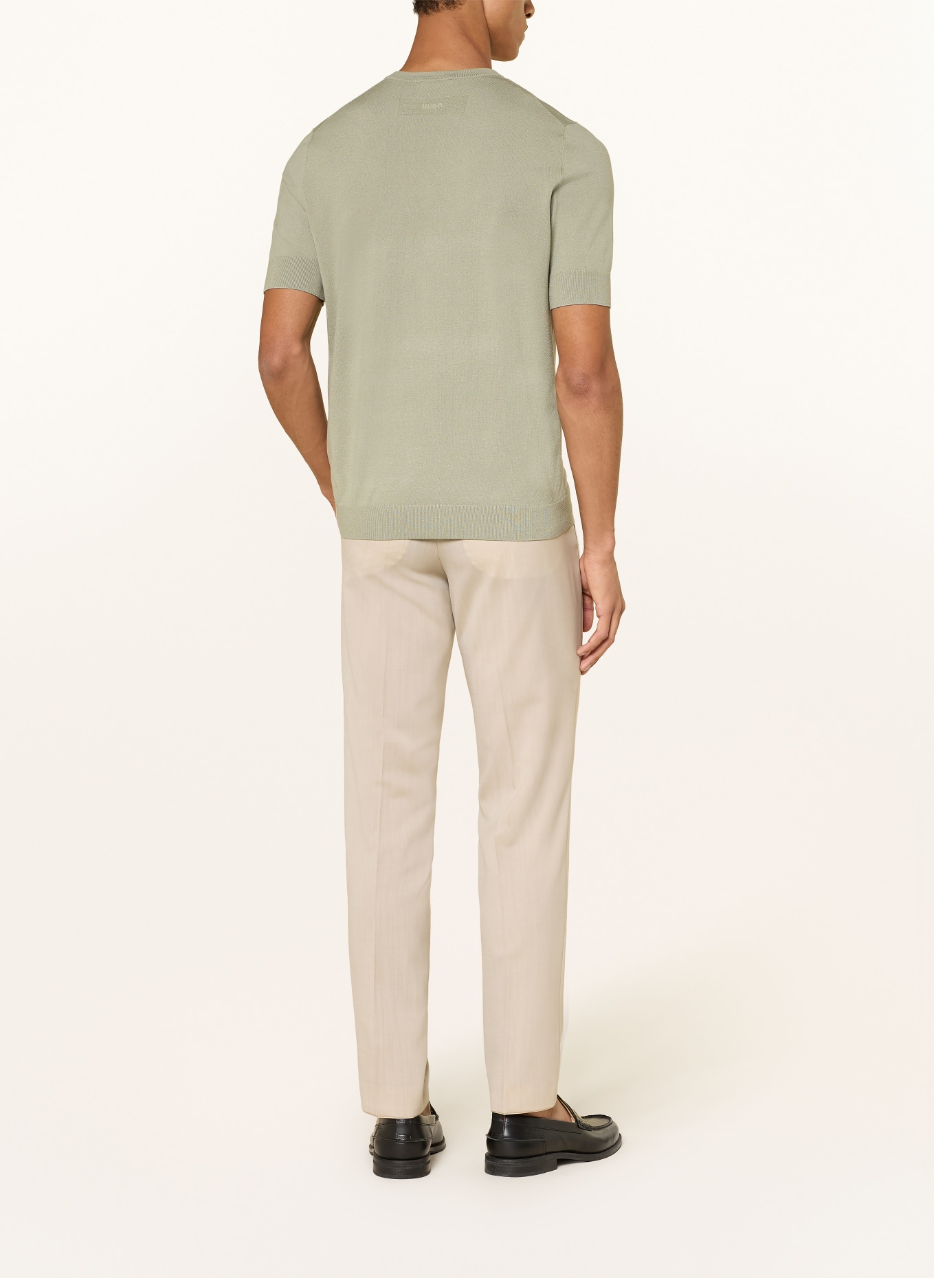 HUGO Gebreid shirt SAN CARL: KAKI