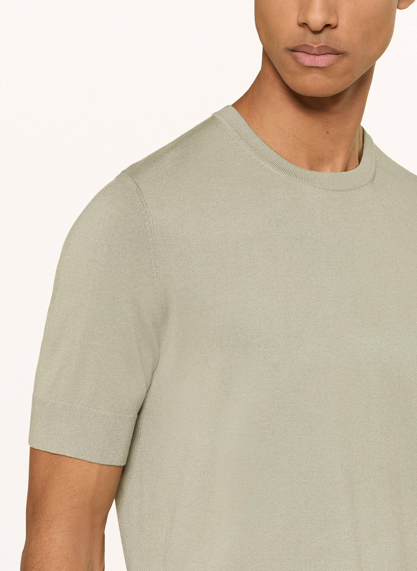 HUGO Gebreid shirt SAN CARL: KAKI