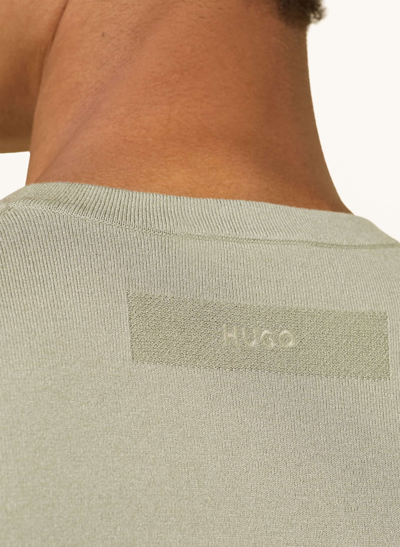 HUGO Gebreid shirt SAN CARL: KAKI