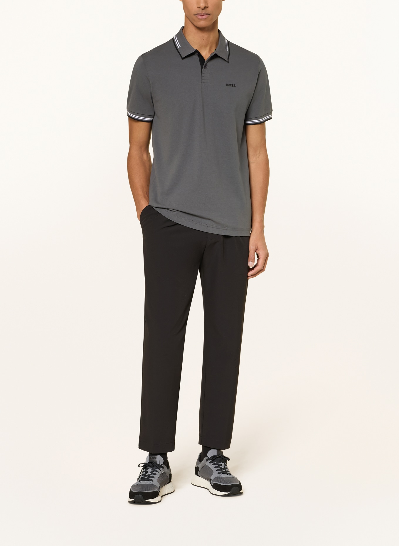 BOSS Piqué poloshirt PAUL Slim Fit: GRIJS