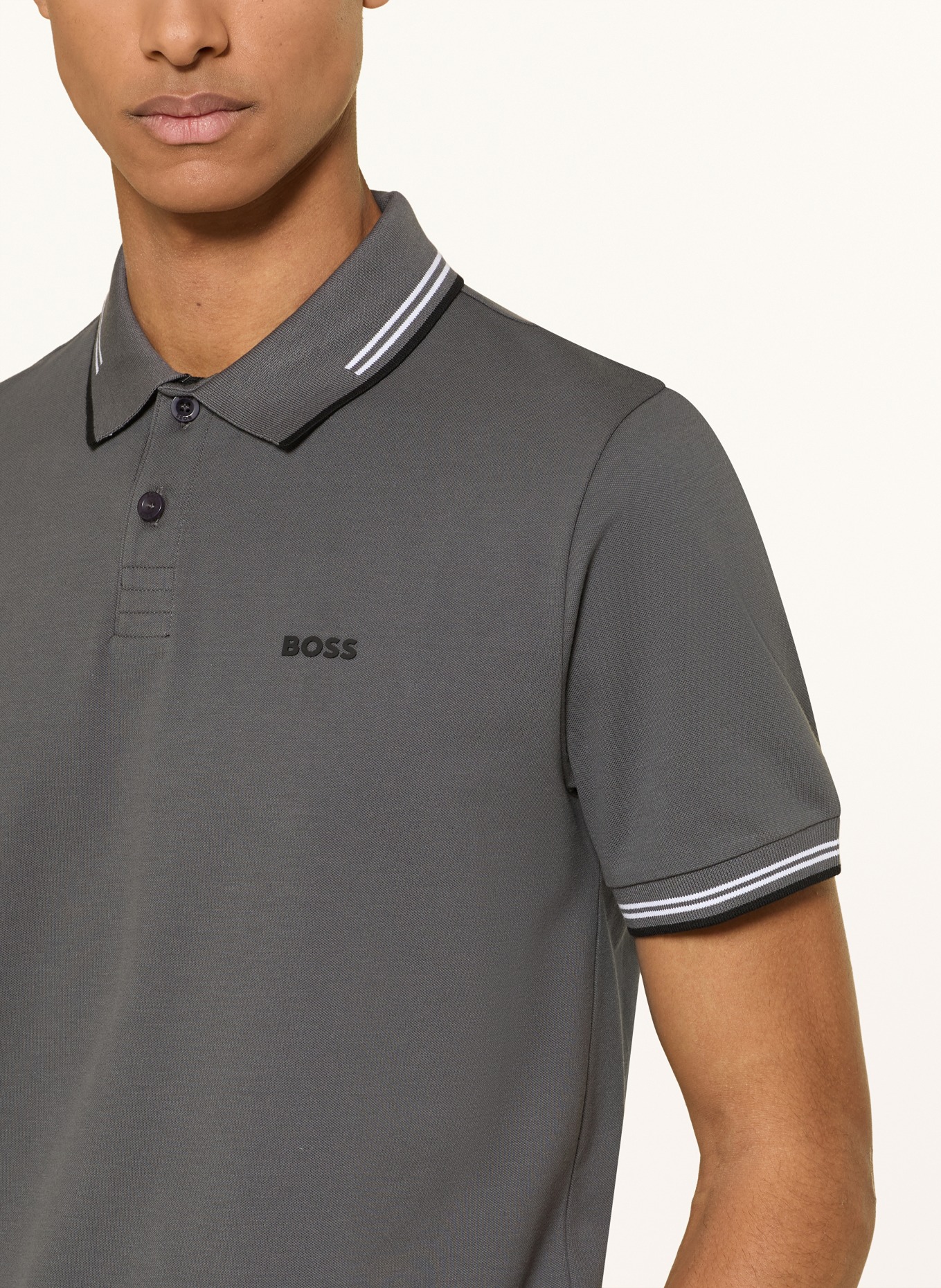 BOSS Piqué poloshirt PAUL Slim Fit: GRIJS