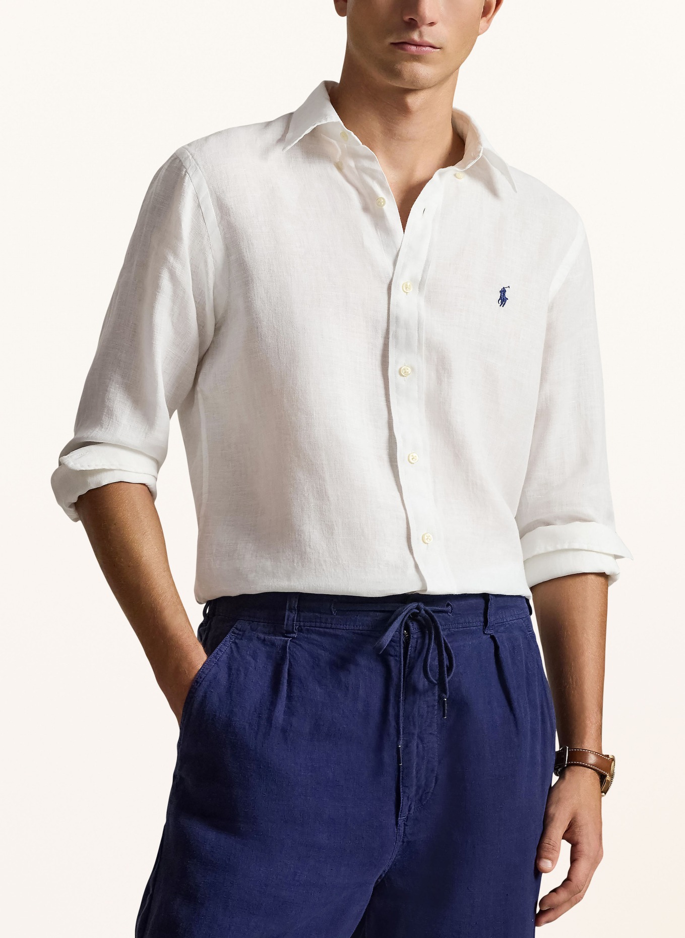 POLO RALPH LAUREN Leinenhemd Custom Fit: WEISS