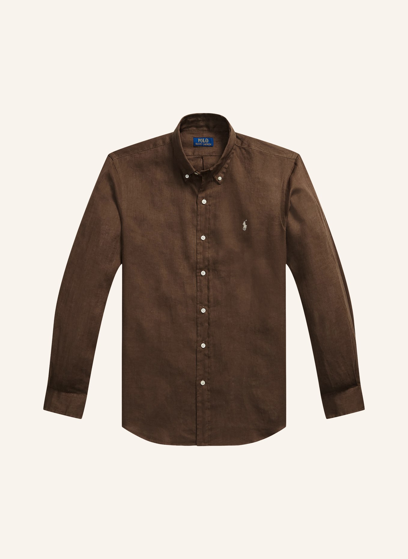 POLO RALPH LAUREN Leinenhemd Custom Fit: DUNKELBRAUN
