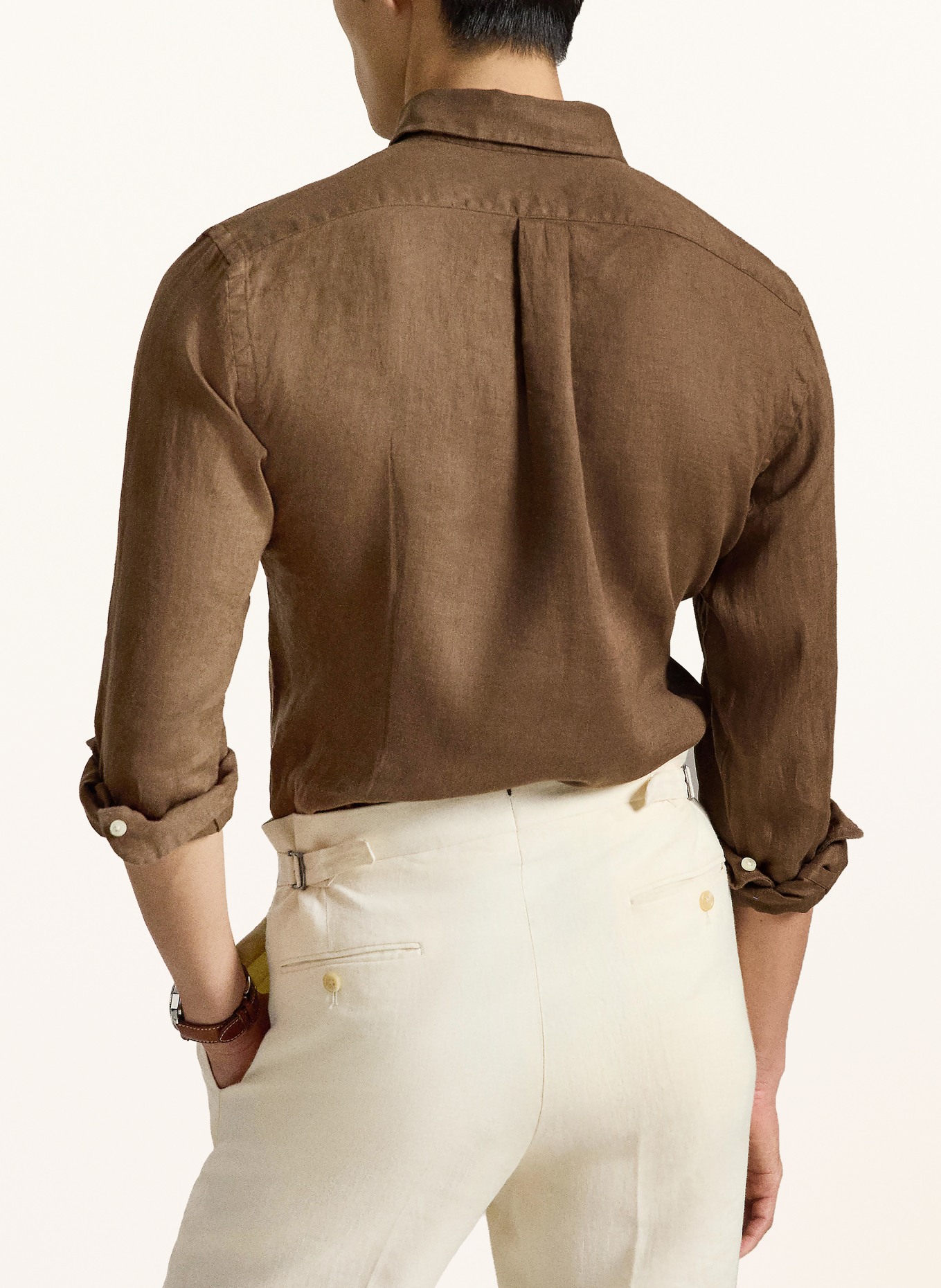 POLO RALPH LAUREN Leinenhemd Custom Fit: DUNKELBRAUN