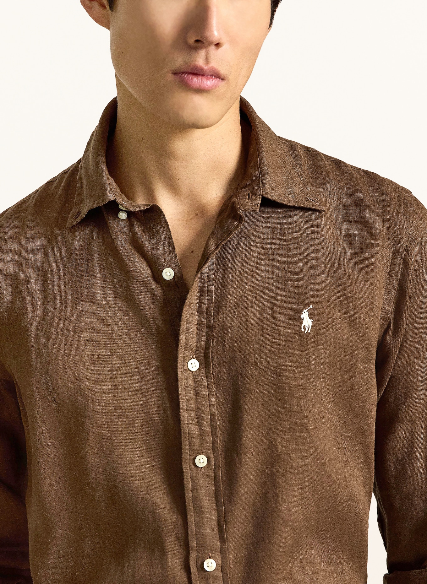 POLO RALPH LAUREN Leinenhemd Custom Fit: DUNKELBRAUN