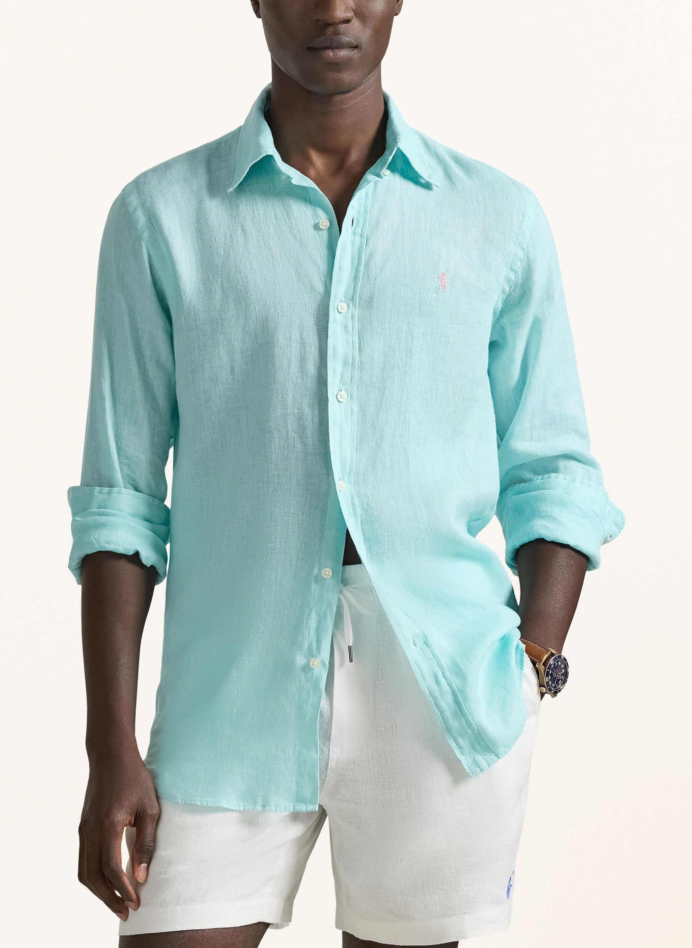 POLO RALPH LAUREN Leinenhemd Custom Fit: TÜRKIS