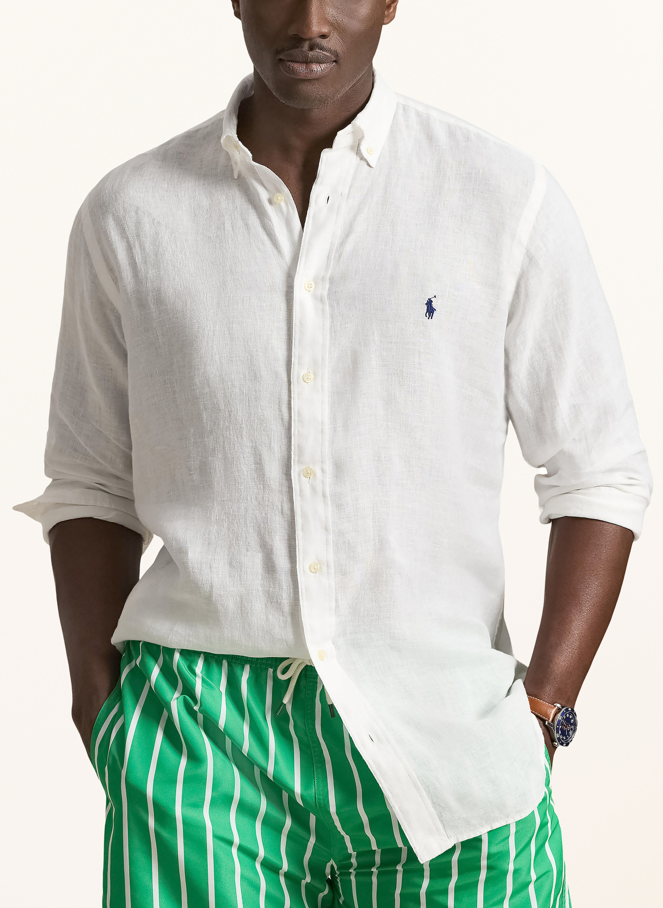 POLO RALPH LAUREN Big & Tall Leinenhemd Comfort Fit: WEISS