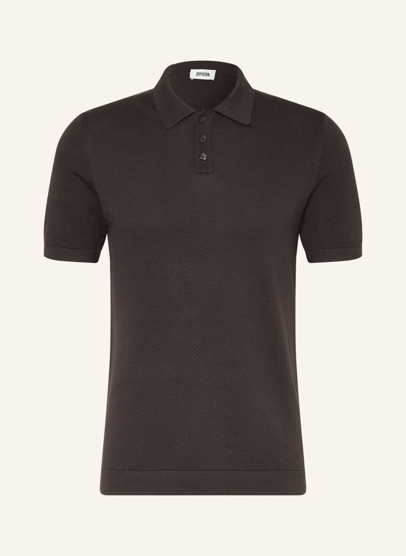 DRYKORN Strick-Poloshirt TRITON Regular Fit: DUNKELBRAUN