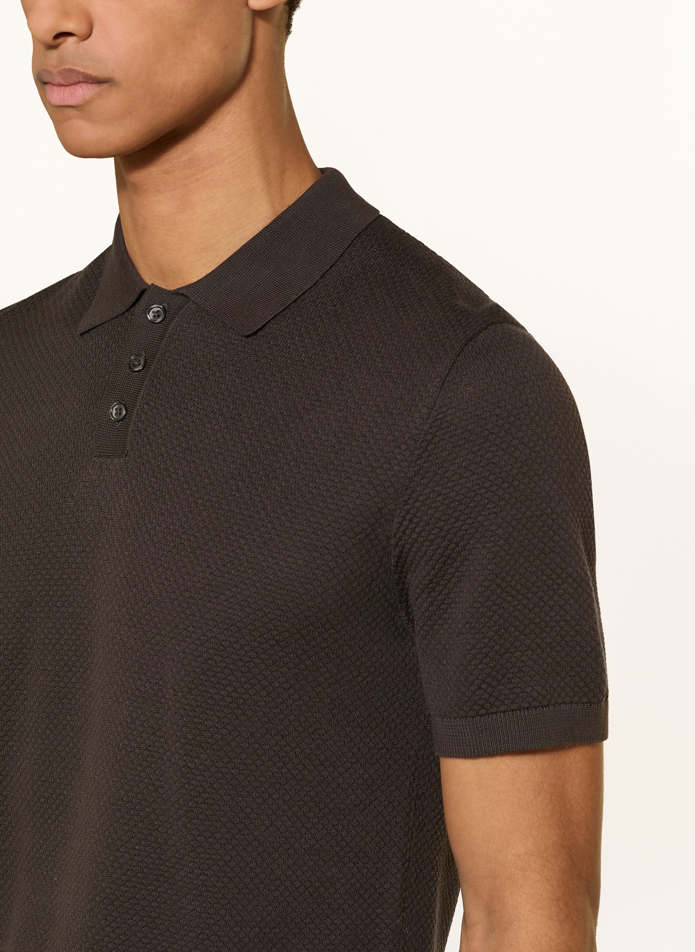 DRYKORN Strick-Poloshirt TRITON Regular Fit: DUNKELBRAUN