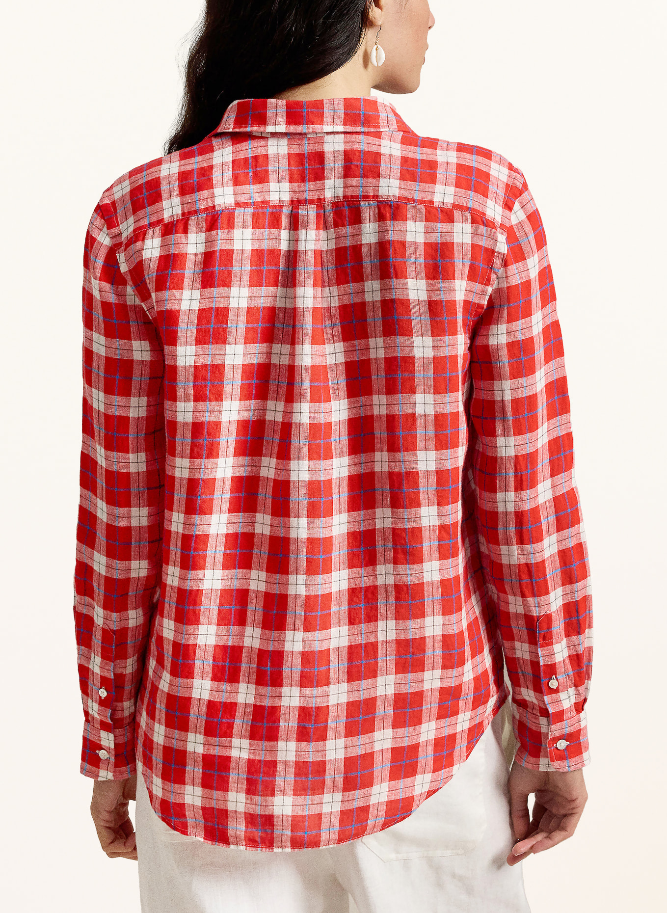 POLO RALPH LAUREN Linnen overhemdblouse: ROOD / BLAUW / WIT