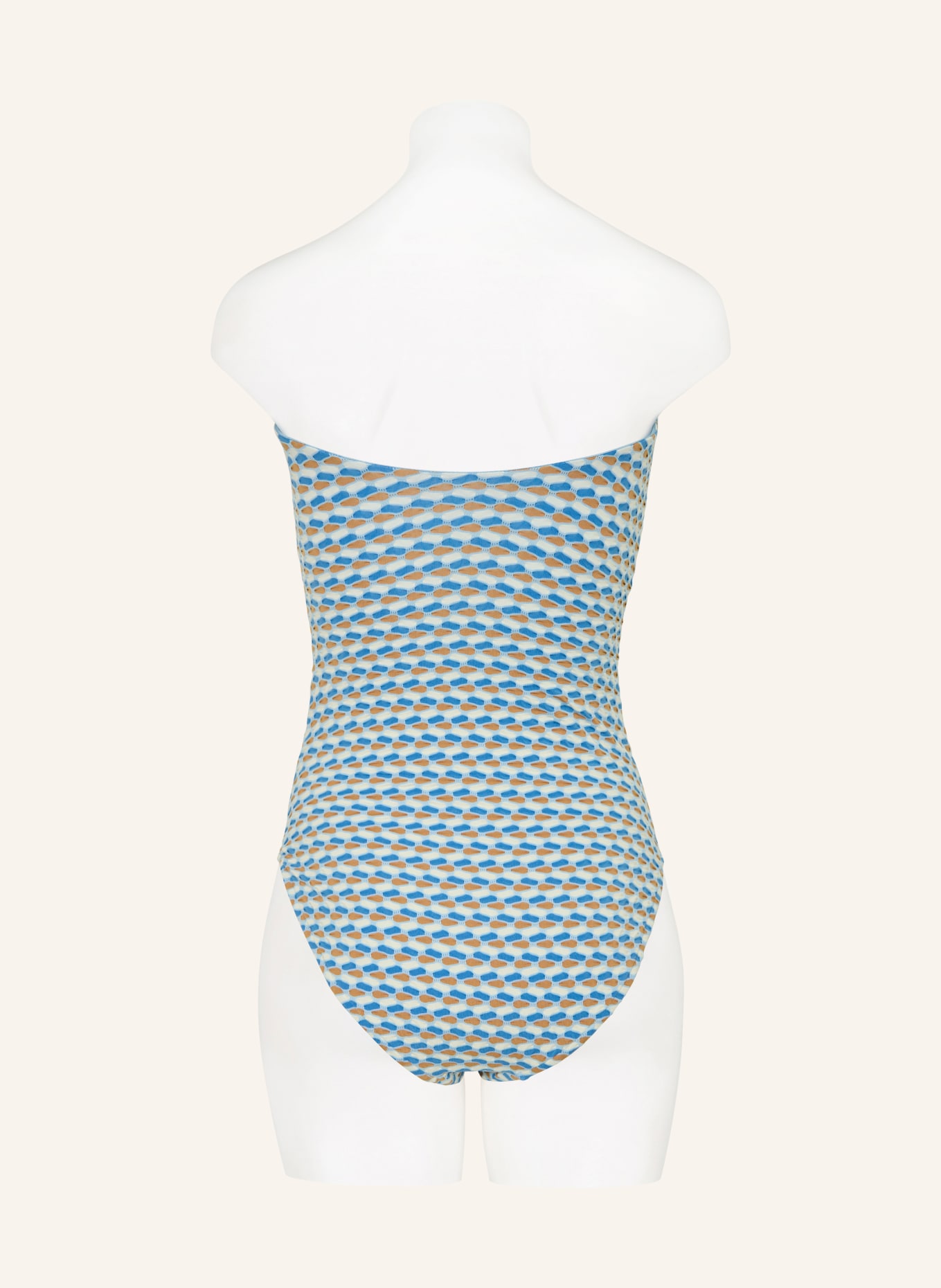 SEAFOLLY Bandeau-Badeanzug MALA: HELLBLAU / COGNAC / CREME