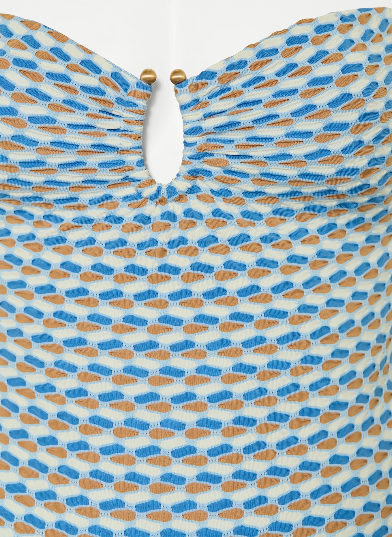 SEAFOLLY Bandeau-Badeanzug MALA: HELLBLAU / COGNAC / CREME