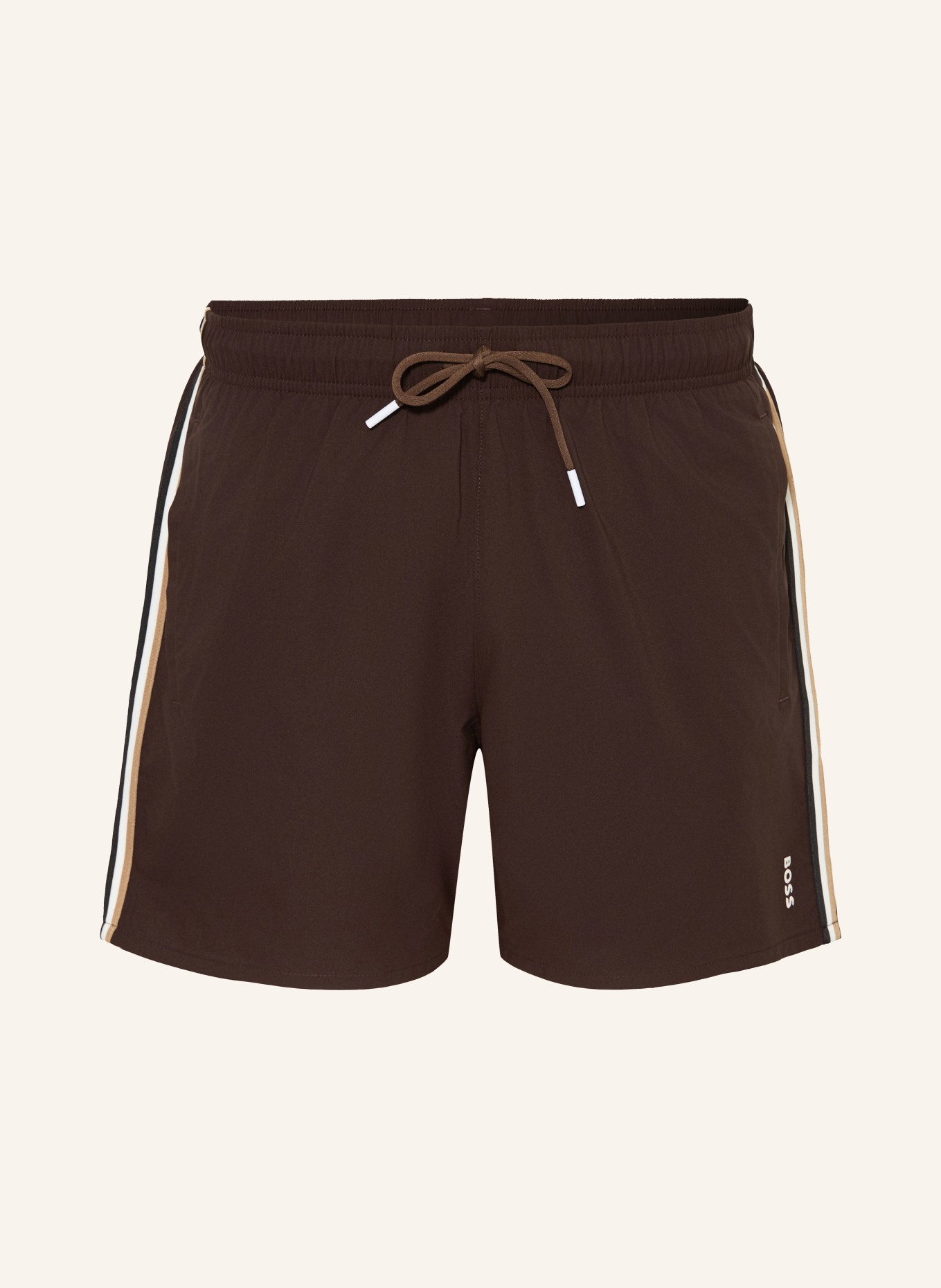 BOSS Zwembroek ICONIC: MARRON FONCÉ / WIT / ZWART