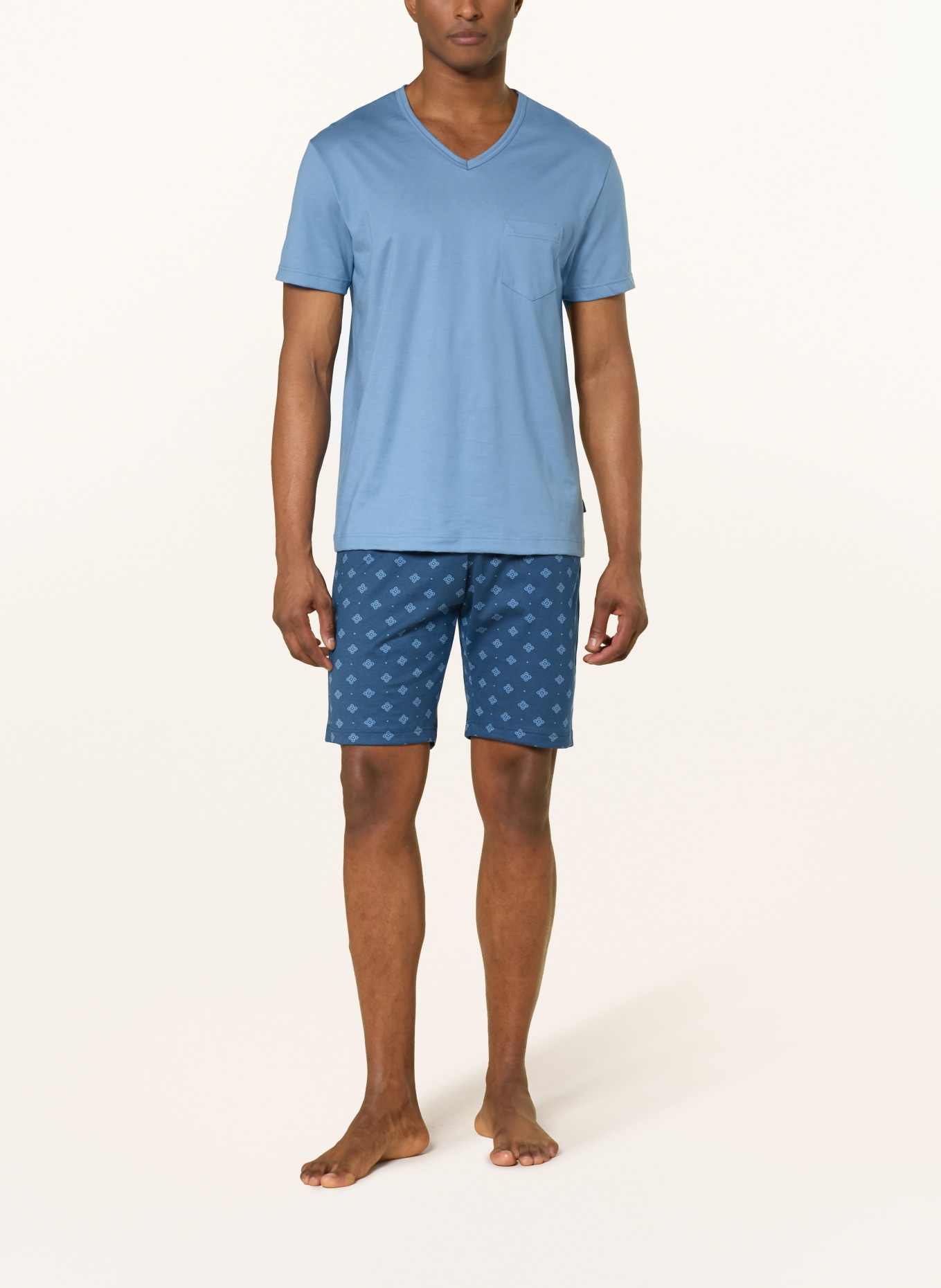 CALIDA Piżama z szortami RELAX IMPRINT: JASNONIEBIESKI