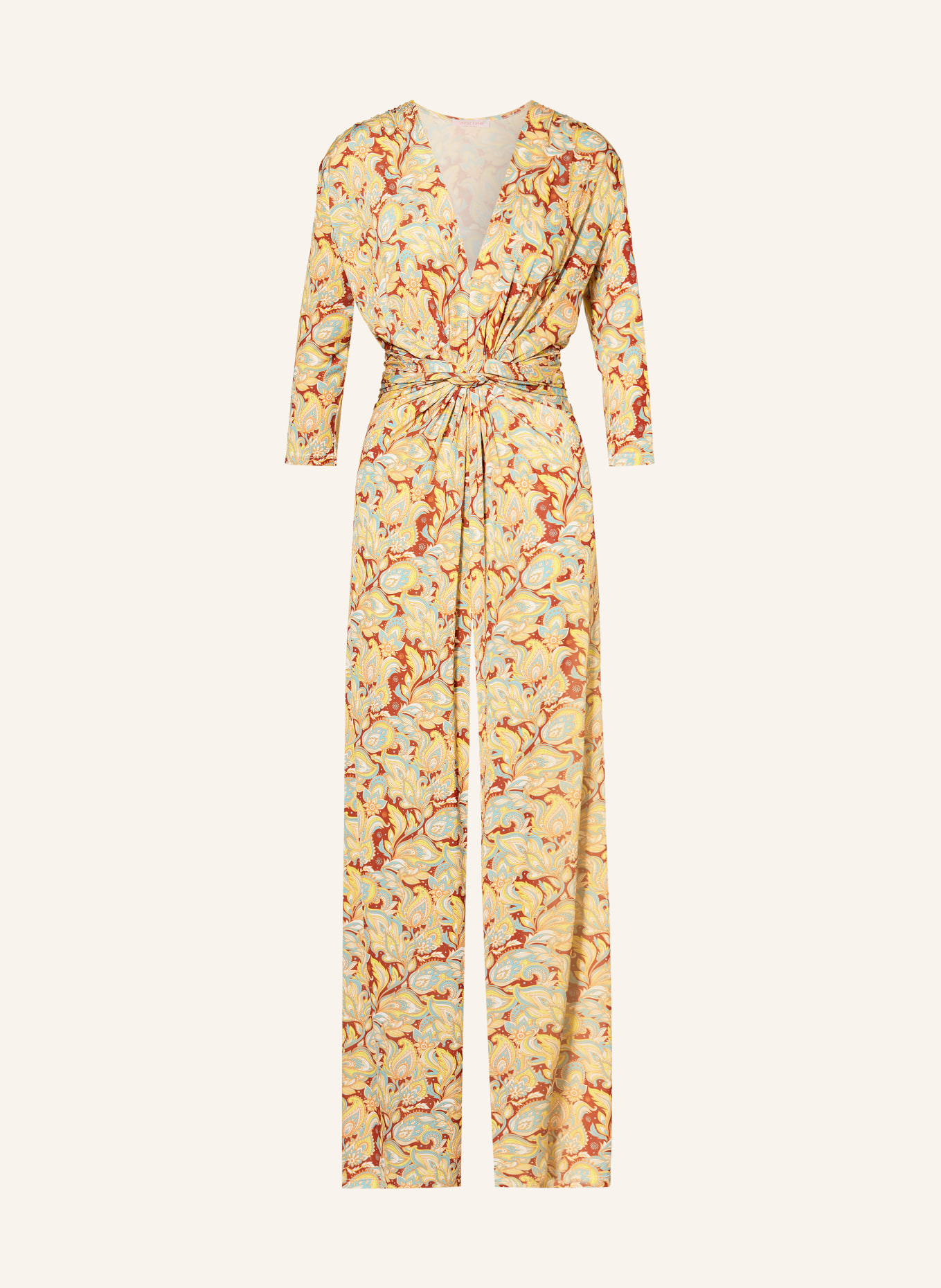 marivie Combinaison-pantalon TEMPT ME ! en jersey à manches 3/4: MARRON / JAUNE / TURQUOISE