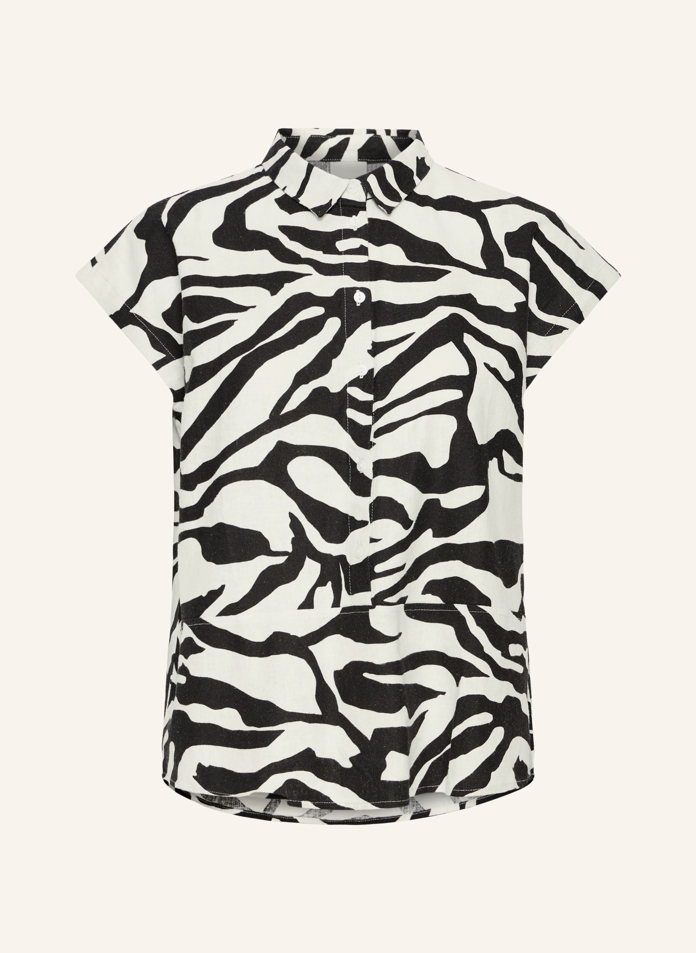 ICHI Blusetop IHLINNO met linnen: ZWART / WIT