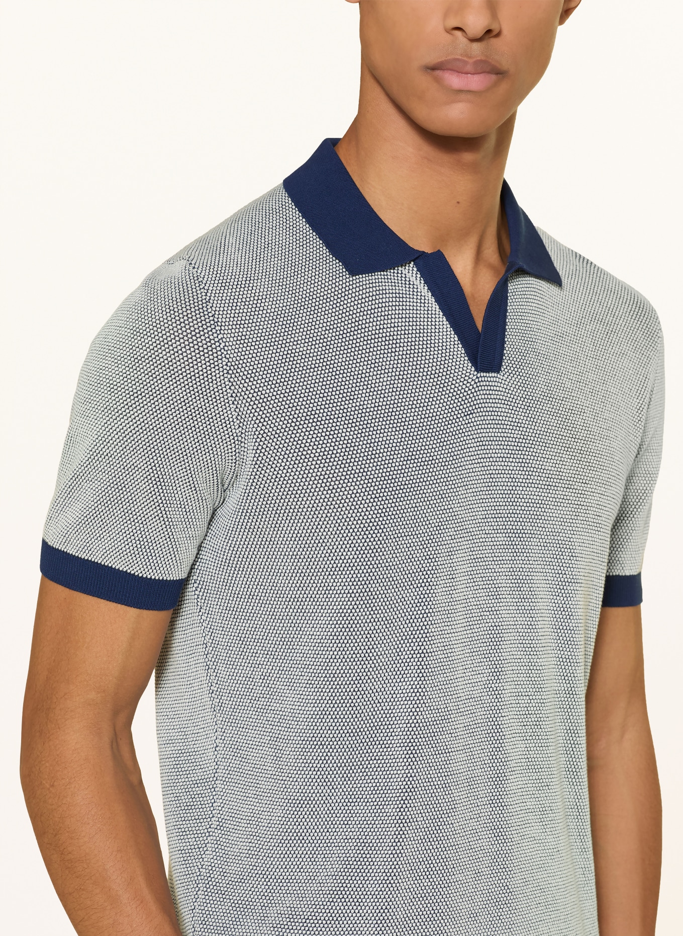 GRAN SASSO Piqué-Poloshirt: DUNKELBLAU / WEISS