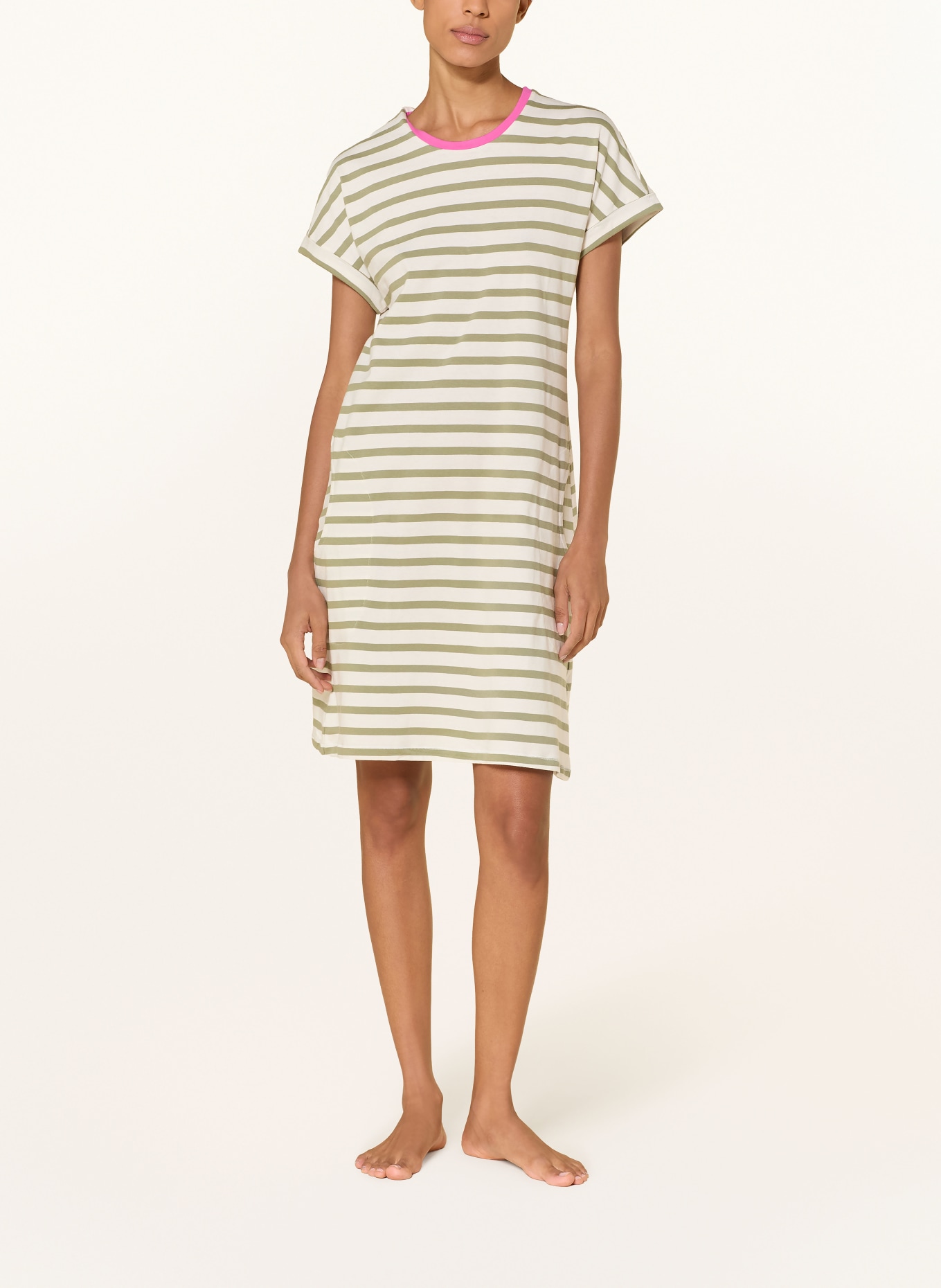 SCHIESSER Nachthemd CASUALS ESSENTIALS: ECRU / OLIJF