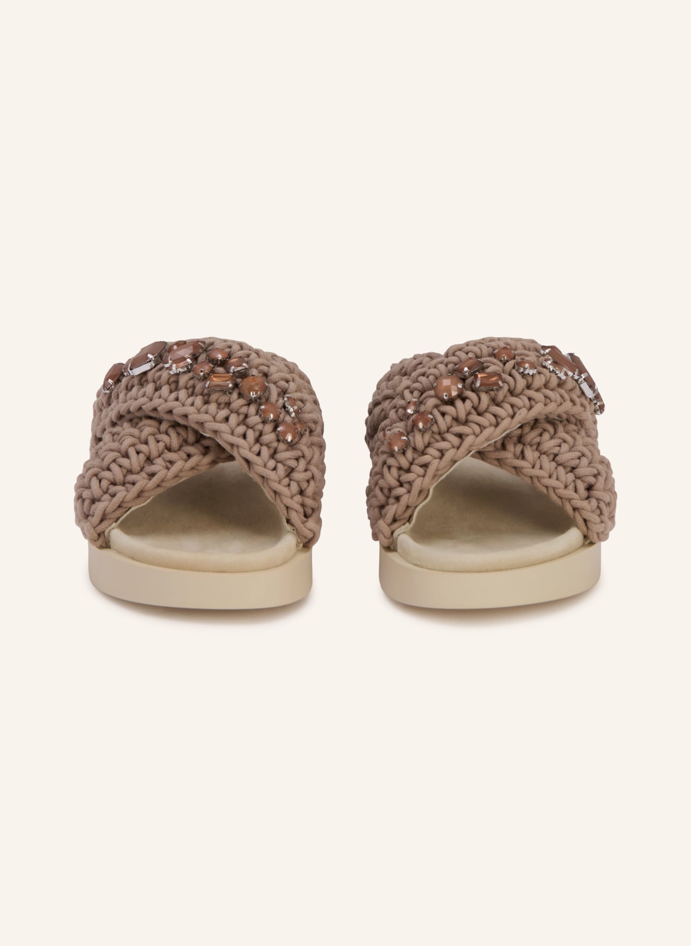 INUIKII Mules avec pierres décoratives: TAUPE