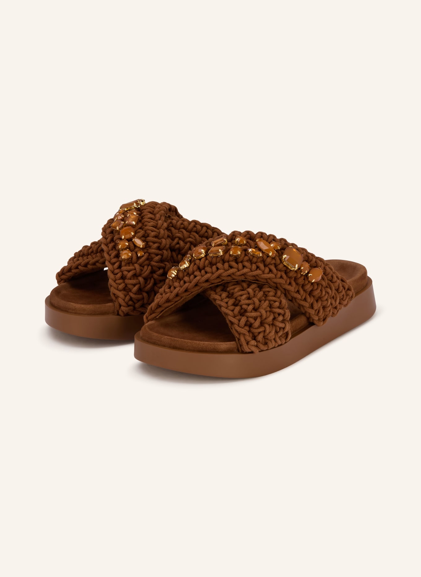 INUIKII Mules avec pierres décoratives: MARRON