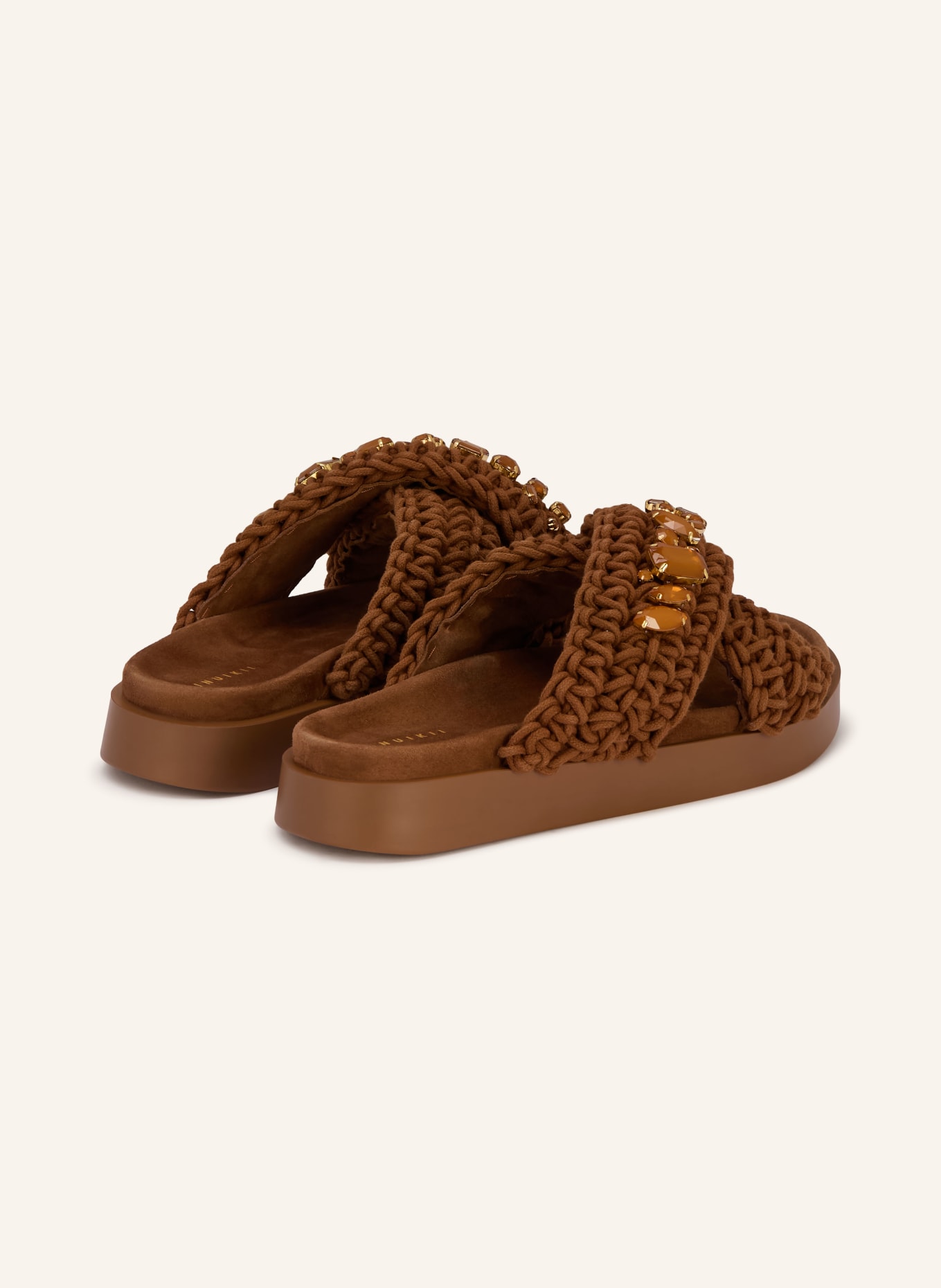 INUIKII Mules avec pierres décoratives: MARRON