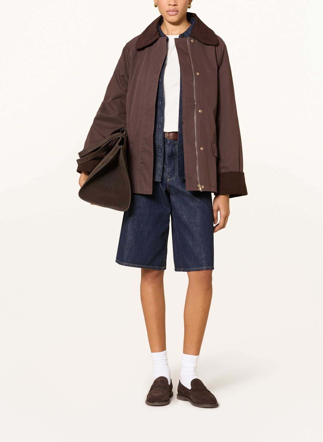 NEO NOIR Fieldjack ANASTACIA met corduroy: MARRON FONCÉ