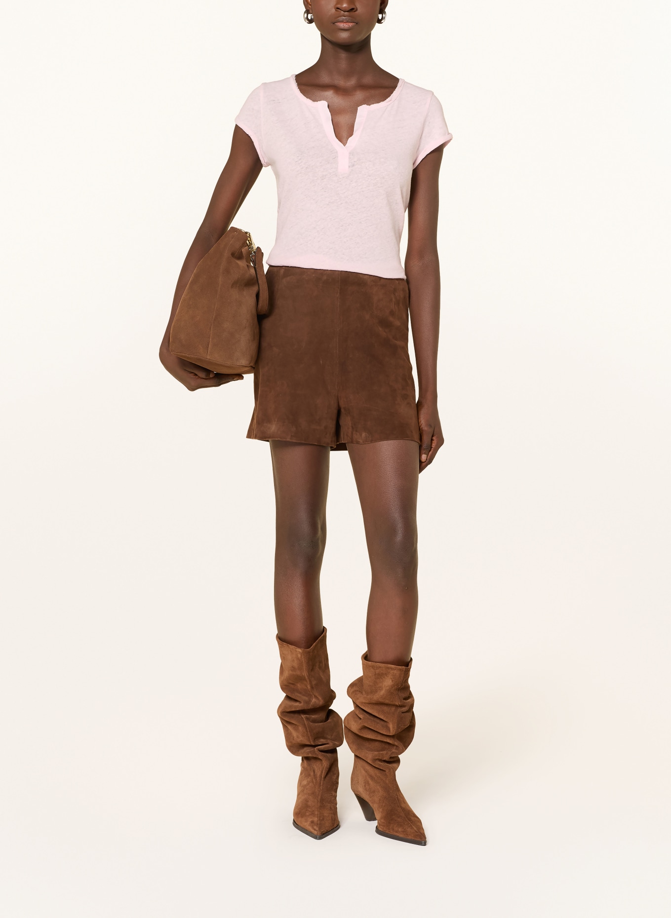 MOS MOSH T-shirt TROY avec lin: ROSE CLAIR