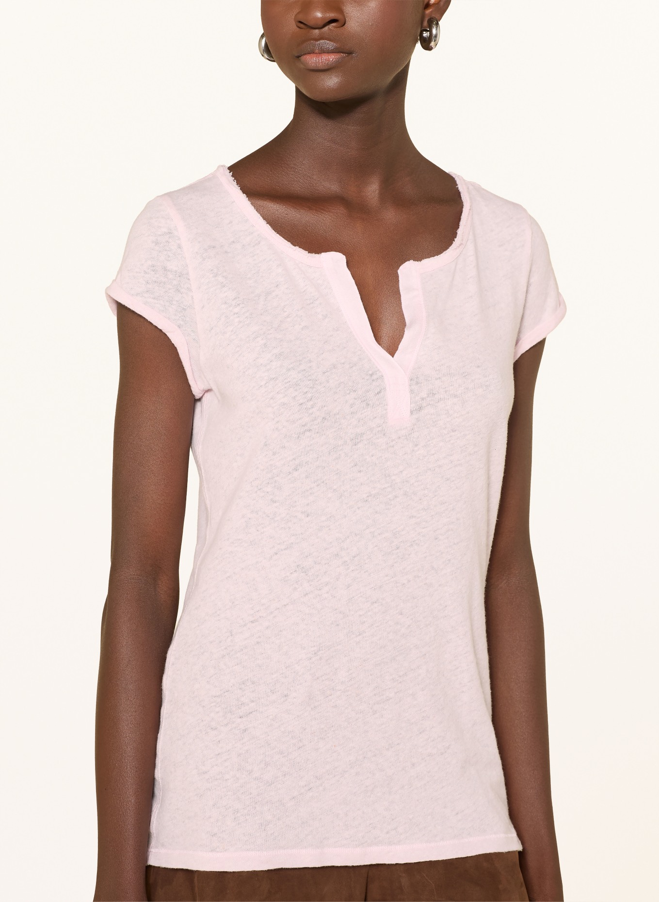 MOS MOSH T-shirt TROY avec lin: ROSE CLAIR