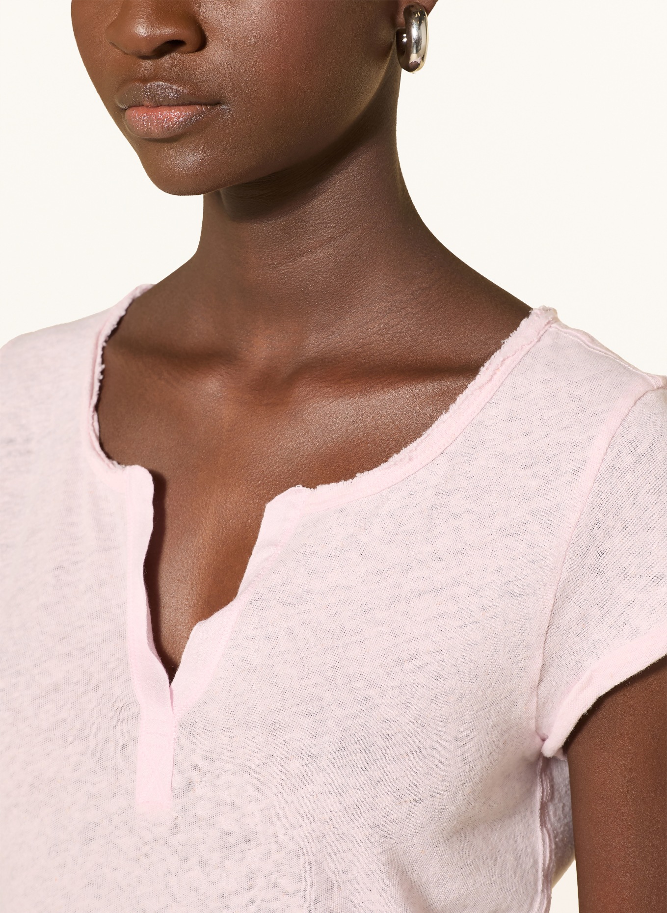 MOS MOSH T-shirt TROY avec lin: ROSE CLAIR