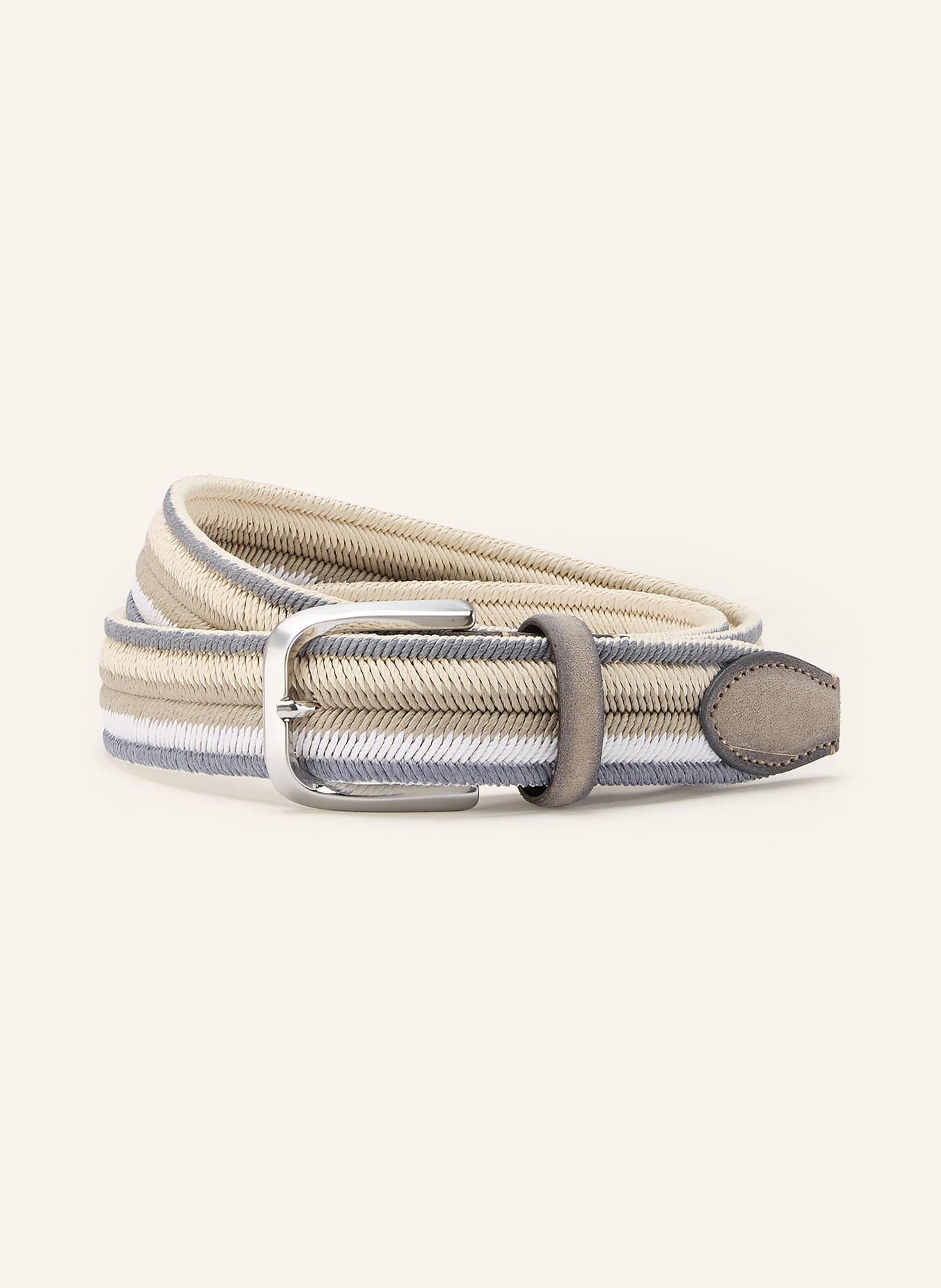 VENETA CINTURE Braided belt: GRAY / SILVER / BEIGE