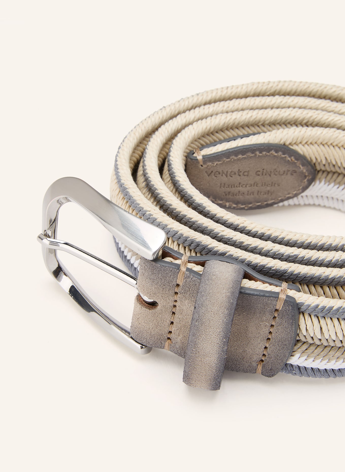 VENETA CINTURE Braided belt: GRAY / SILVER / BEIGE