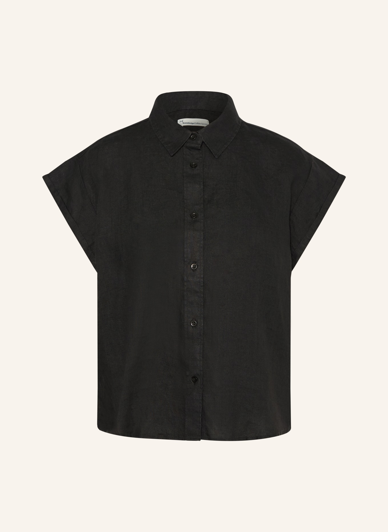 KnowledgeCotton Apparel Overhemdblouse ASTER van linnen: ZWART