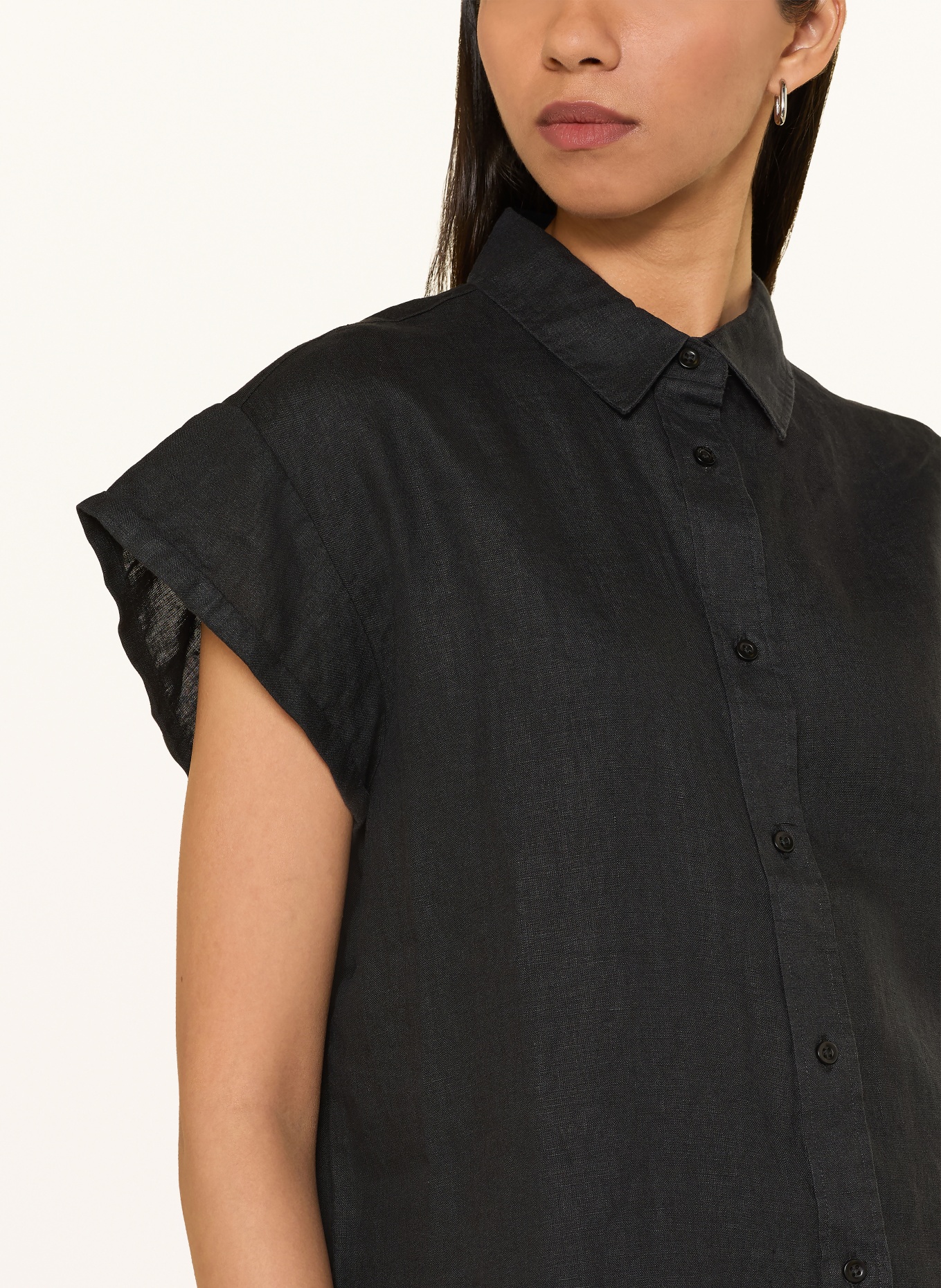 KnowledgeCotton Apparel Overhemdblouse ASTER van linnen: ZWART