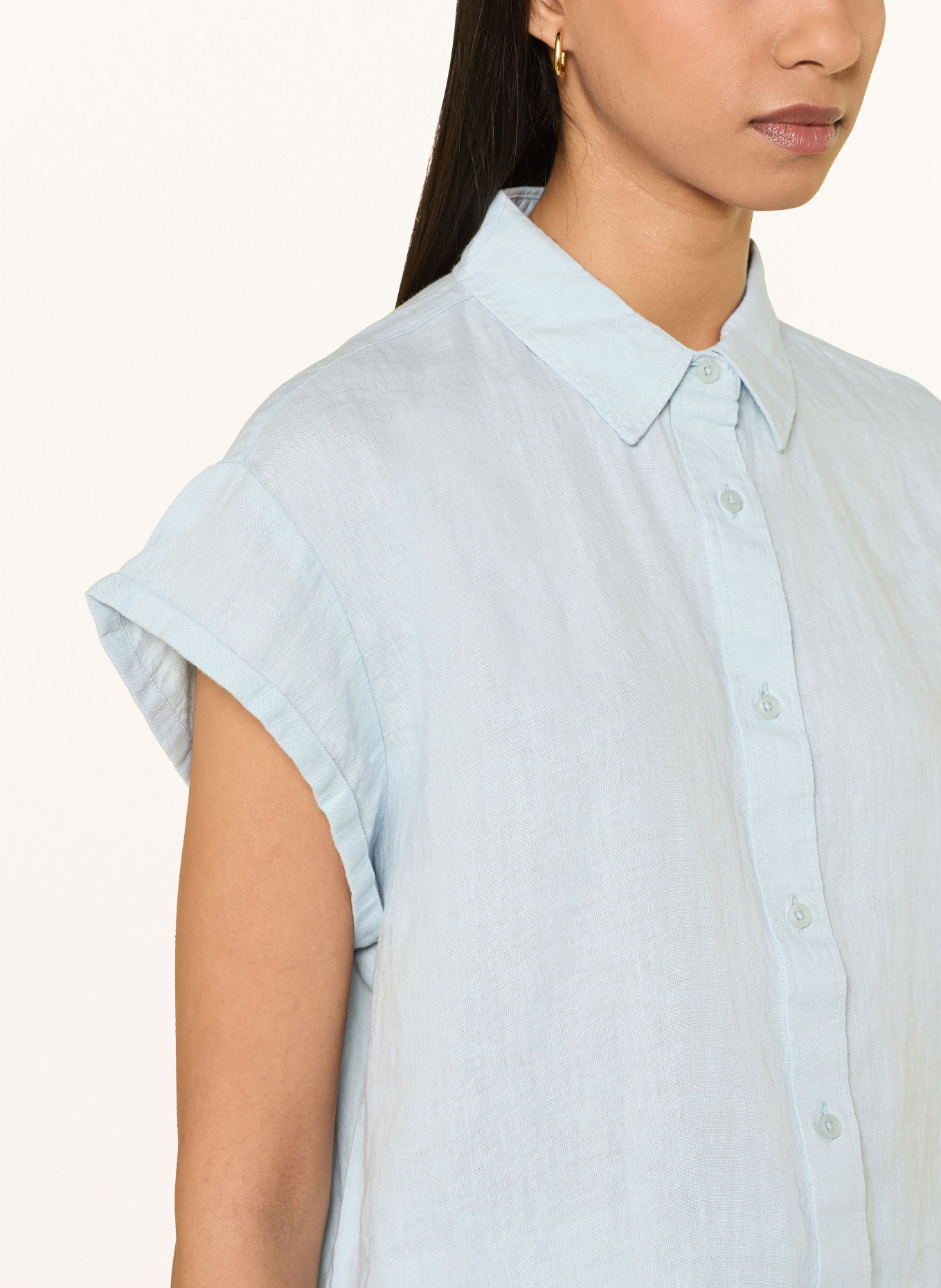 KnowledgeCotton Apparel Overhemdblouse ASTER van linnen: LICHTBLAUW