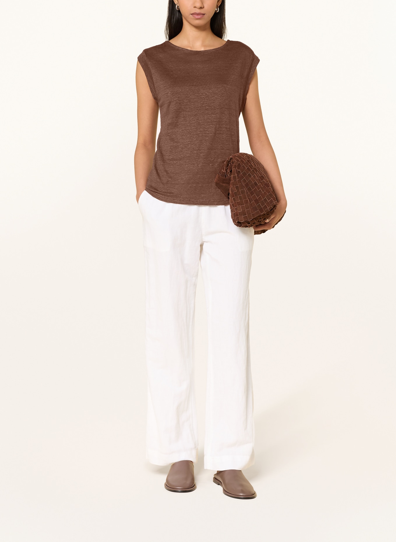 KnowledgeCotton Apparel Linen top: BROWN