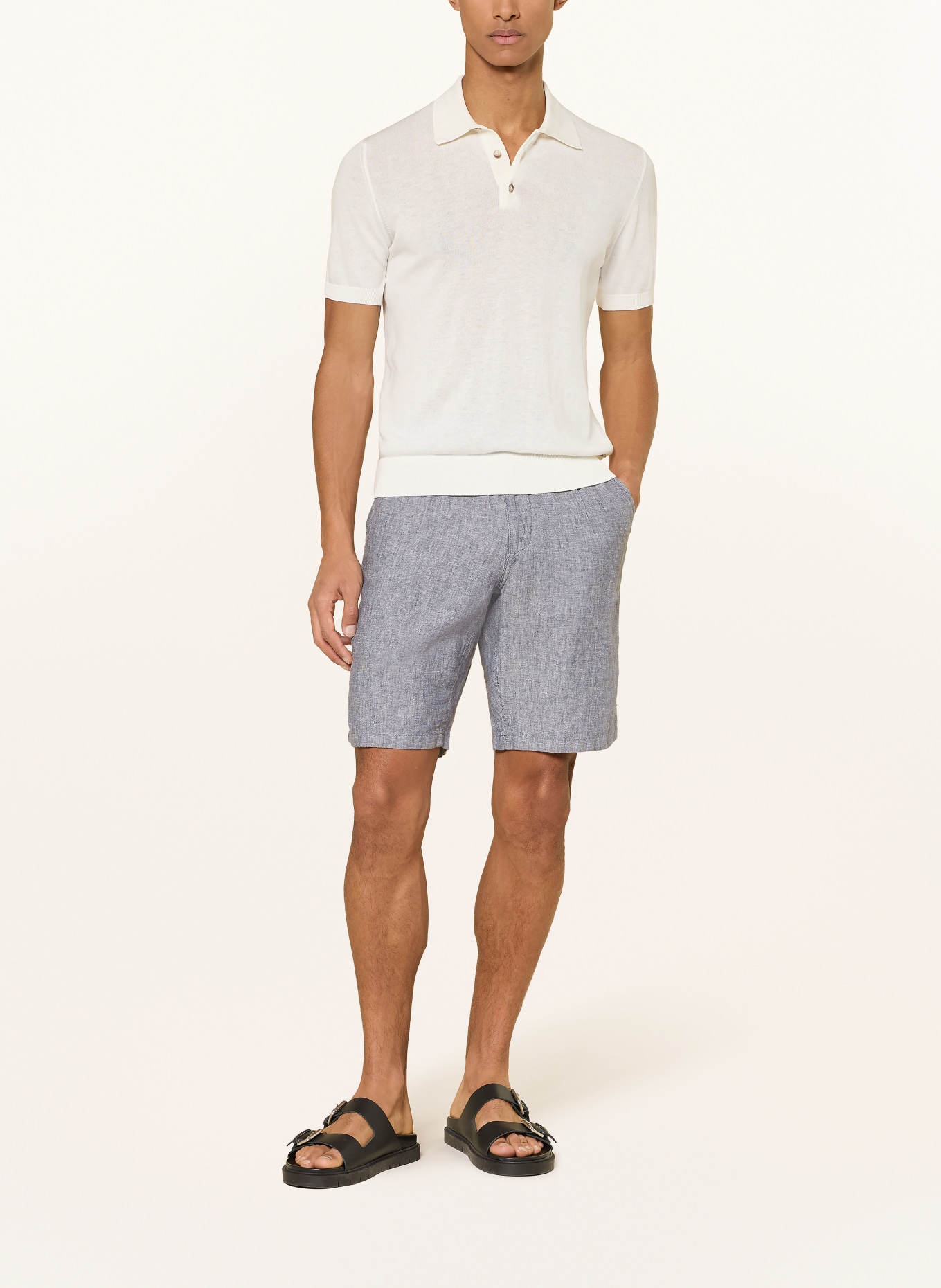 KnowledgeCotton Apparel Linnen shorts FIG Loose Fit: BLAUW