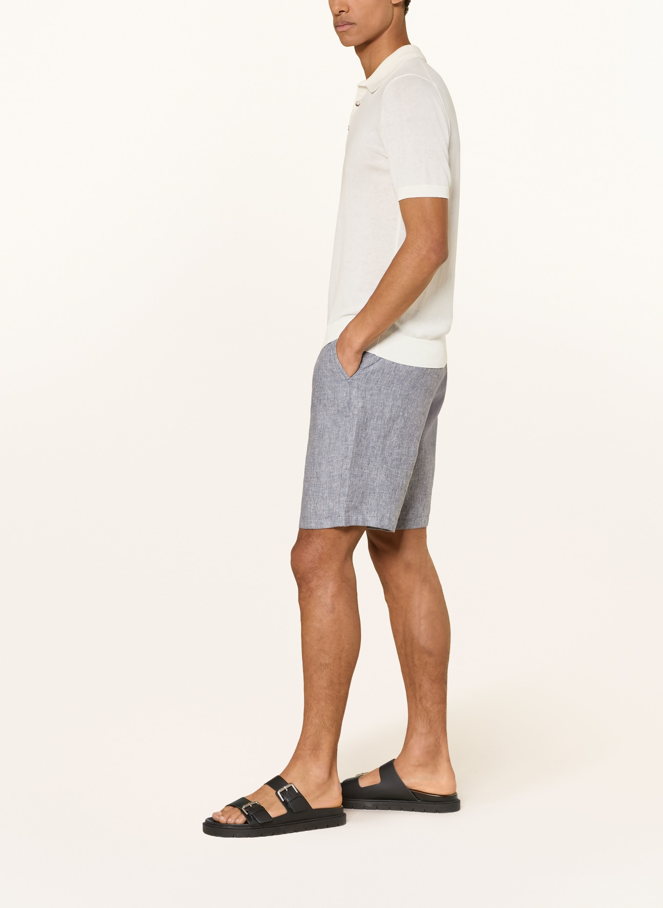 KnowledgeCotton Apparel Linnen shorts FIG Loose Fit: BLAUW