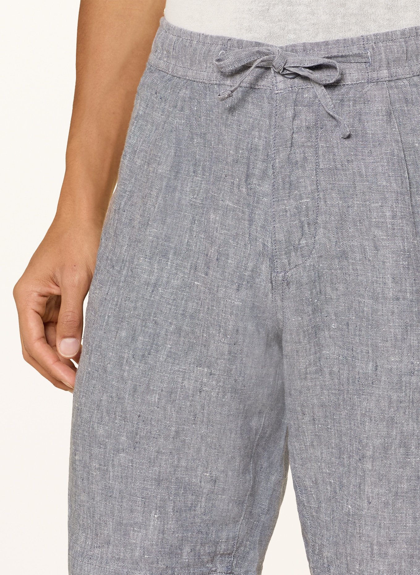 KnowledgeCotton Apparel Linnen shorts FIG Loose Fit: BLAUW