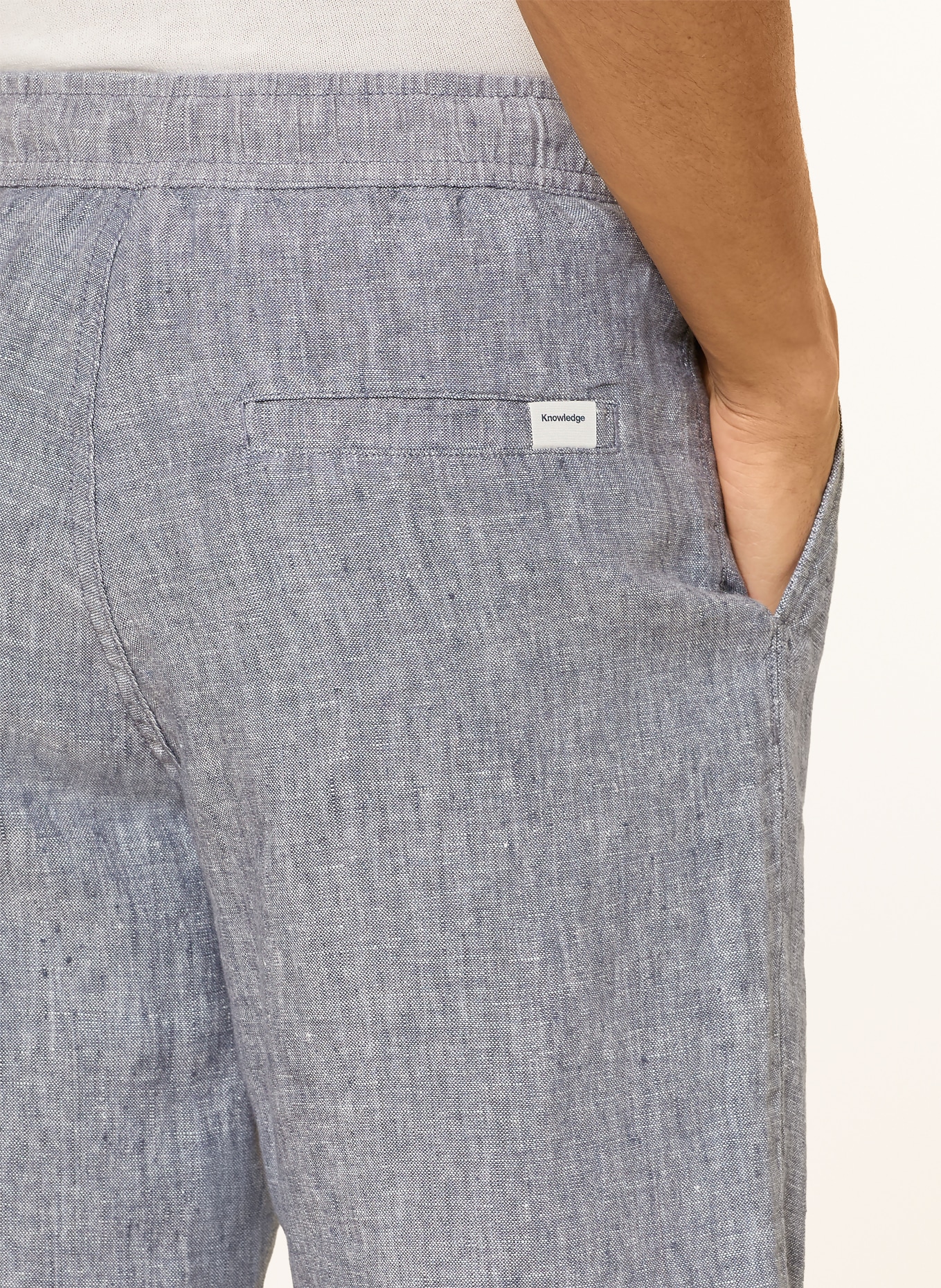 KnowledgeCotton Apparel Linnen shorts FIG Loose Fit: BLAUW