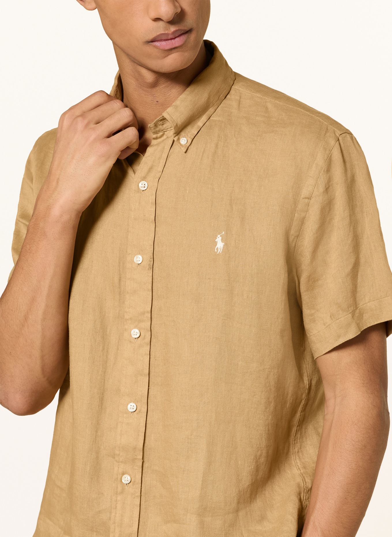 POLO RALPH LAUREN Chemise à manches courtes Custom Fit en lin: CHAMEAU