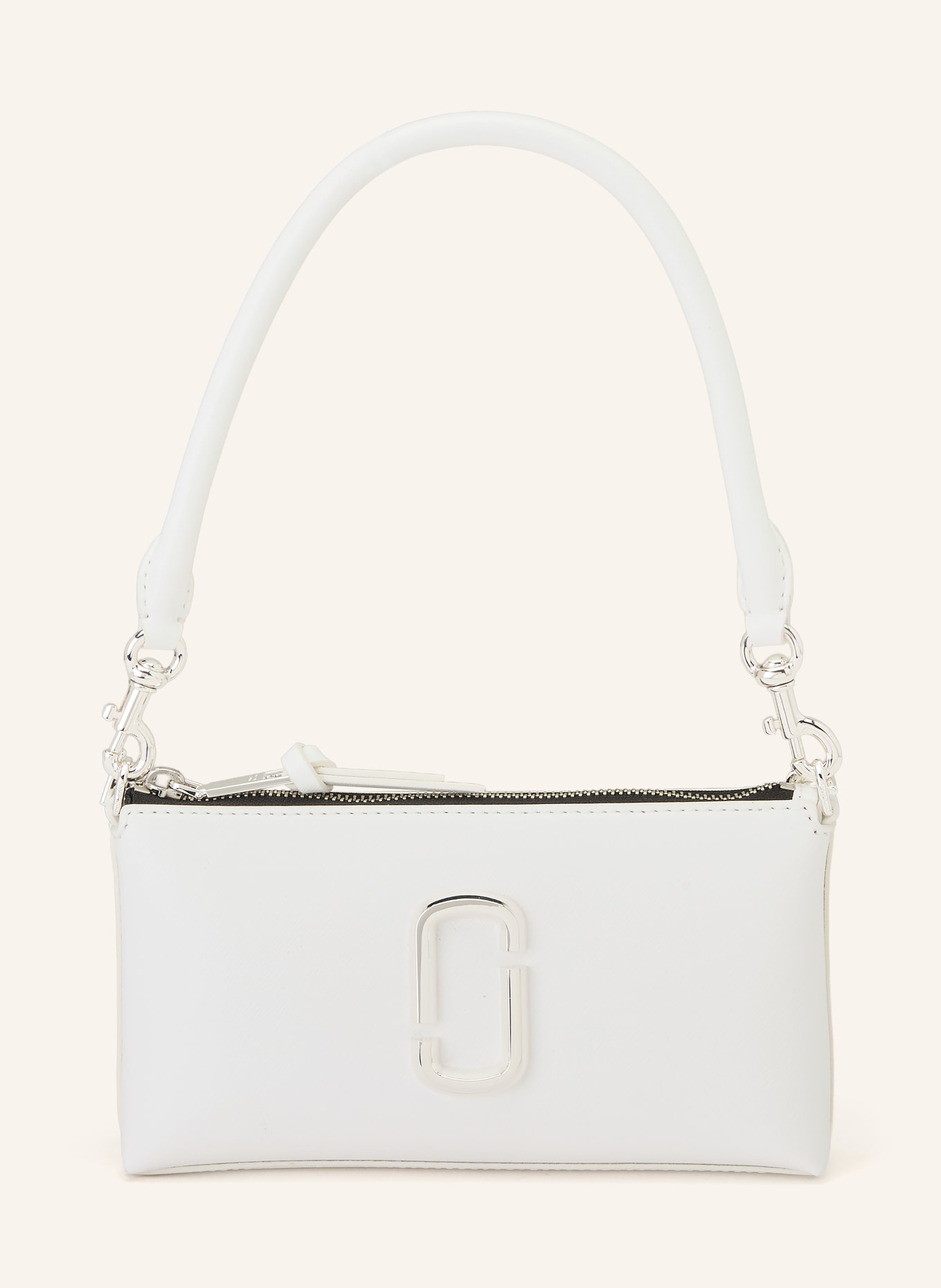MARC JACOBS Saffiano-Schultertasche THE SNAPSHOT DTM: WEISS / SILBER