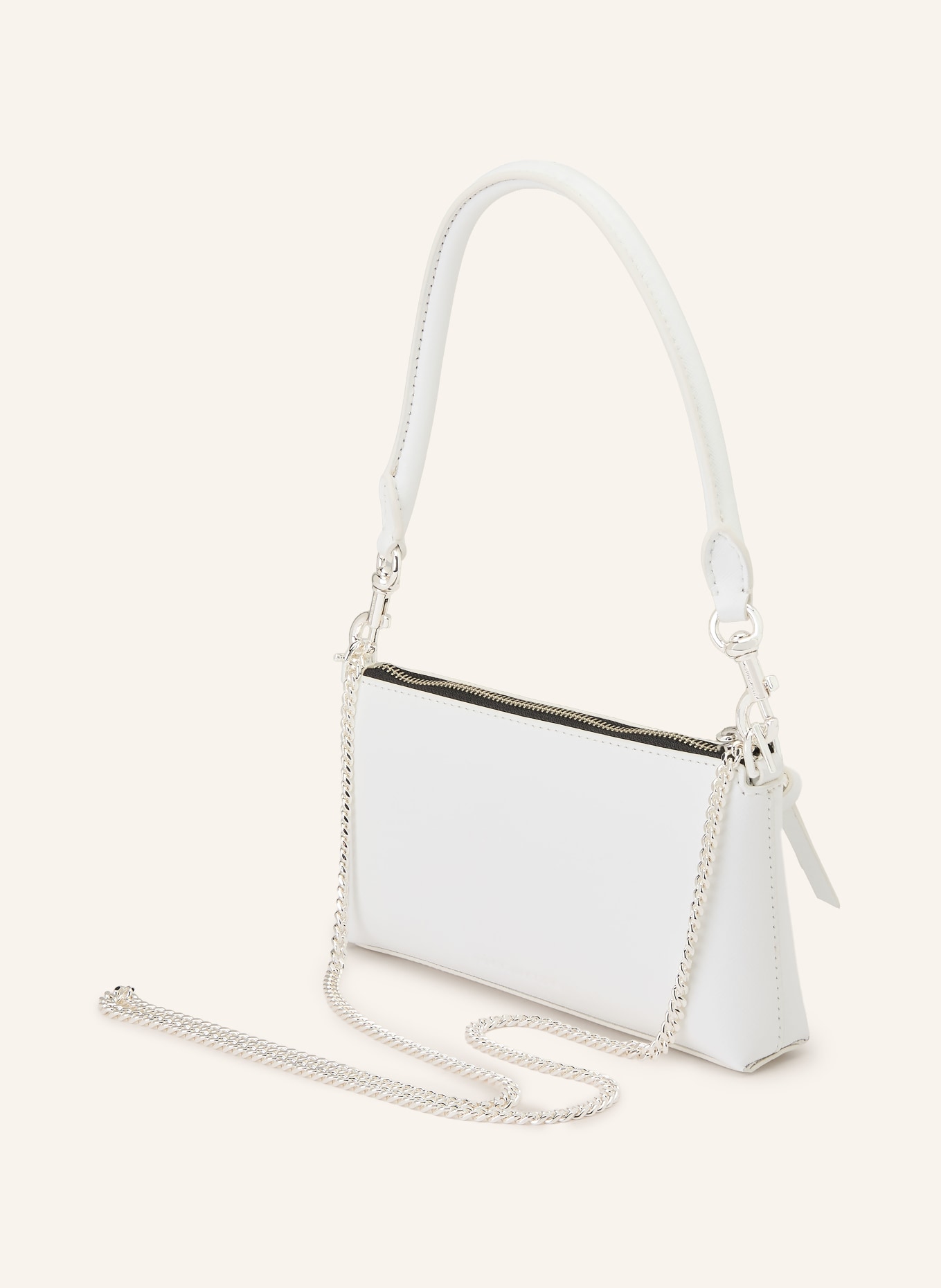 MARC JACOBS Saffiano-Schultertasche THE SNAPSHOT DTM: WEISS / SILBER