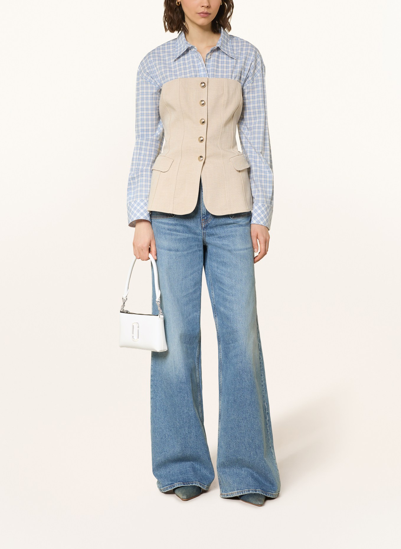 MARC JACOBS Saffiano-schoudertas THE SNAPSHOT DTM: WIT / ZILVER