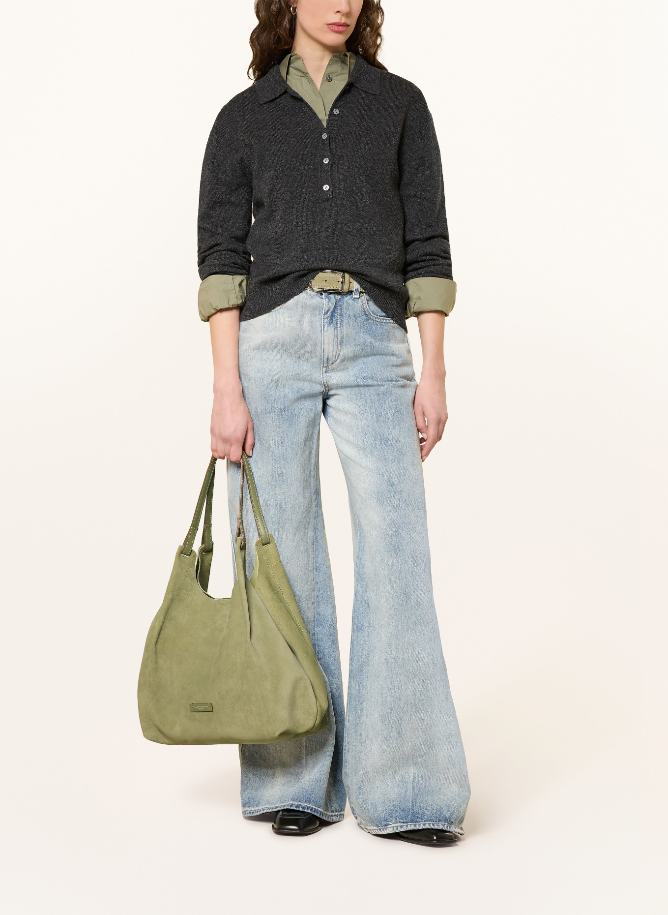 GIANNI CHIARINI Sac hobo DUA XL avec pochette: KAKI